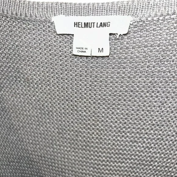 helmut lang dove gray waffle textured scoop neck sweater M - Picture 2 of 3